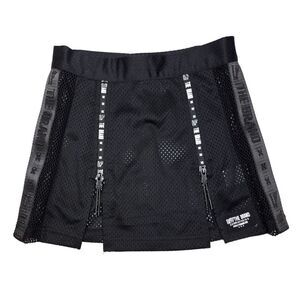 NEW Lf the Brand 90s Sheer Mesh Zip Front Micro Mini Skirt Black White Y2K Small